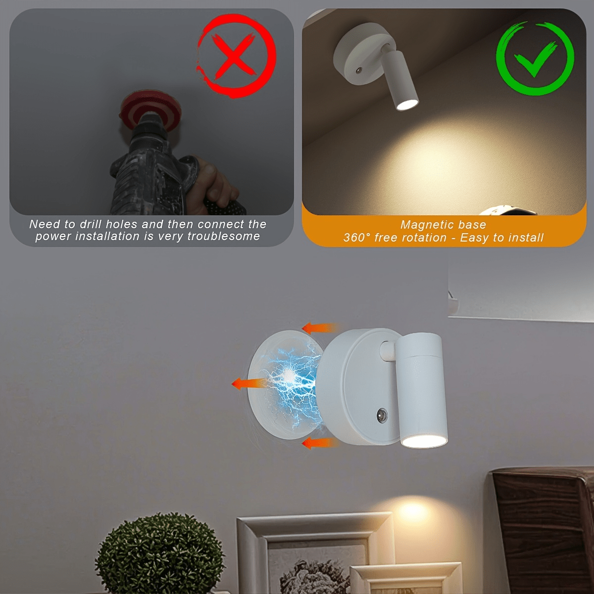 Motion Sensor Projection Lamp With 3-Color Dimming