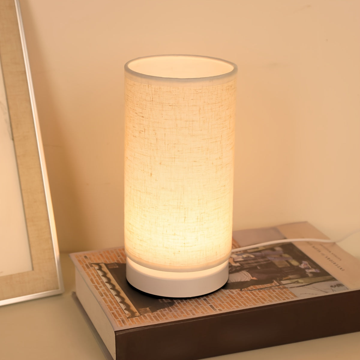 Modern USB Table Lamp With Plastic Shade And Switch