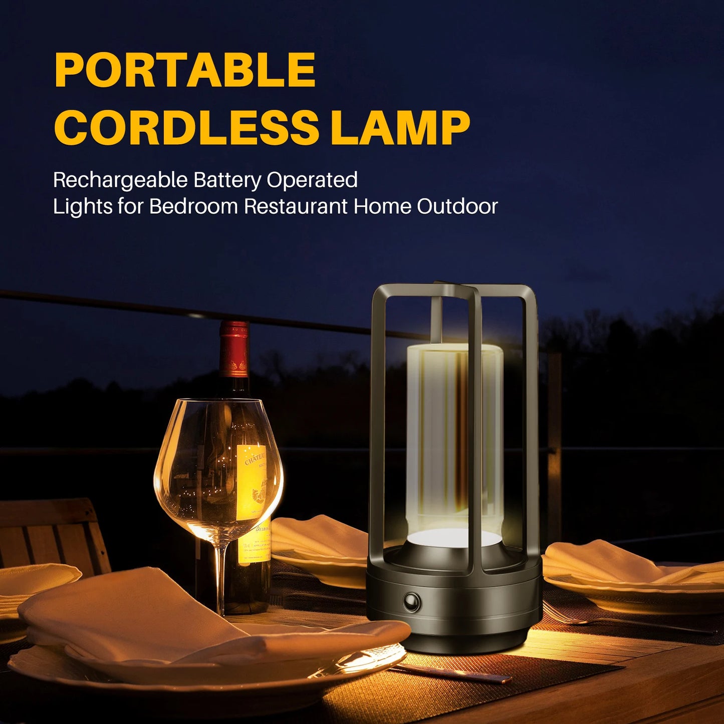 Cordless LED Table Lamp Night Light With Touch Dimming