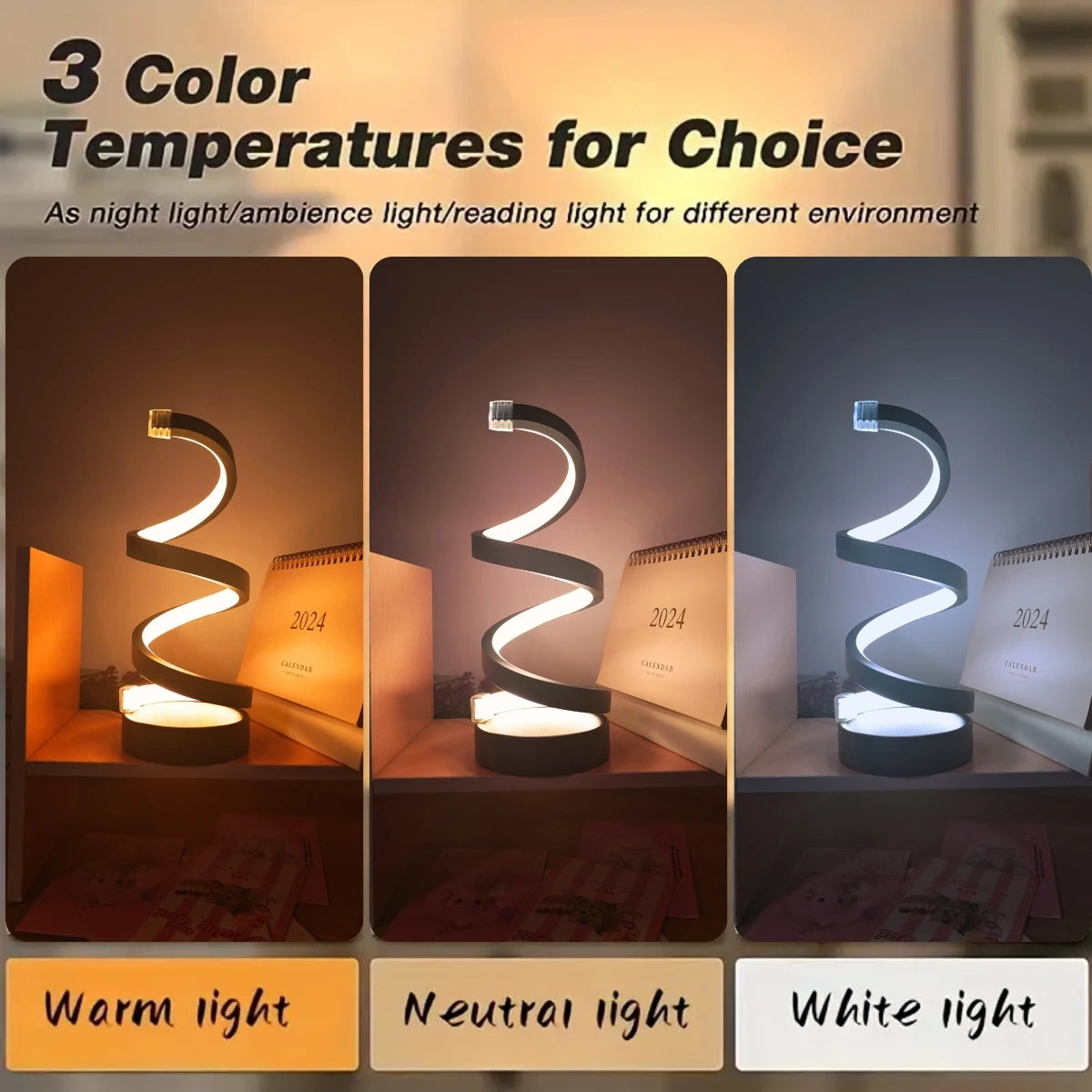Modern Spiral Table Lamp Night Light For Home Decor