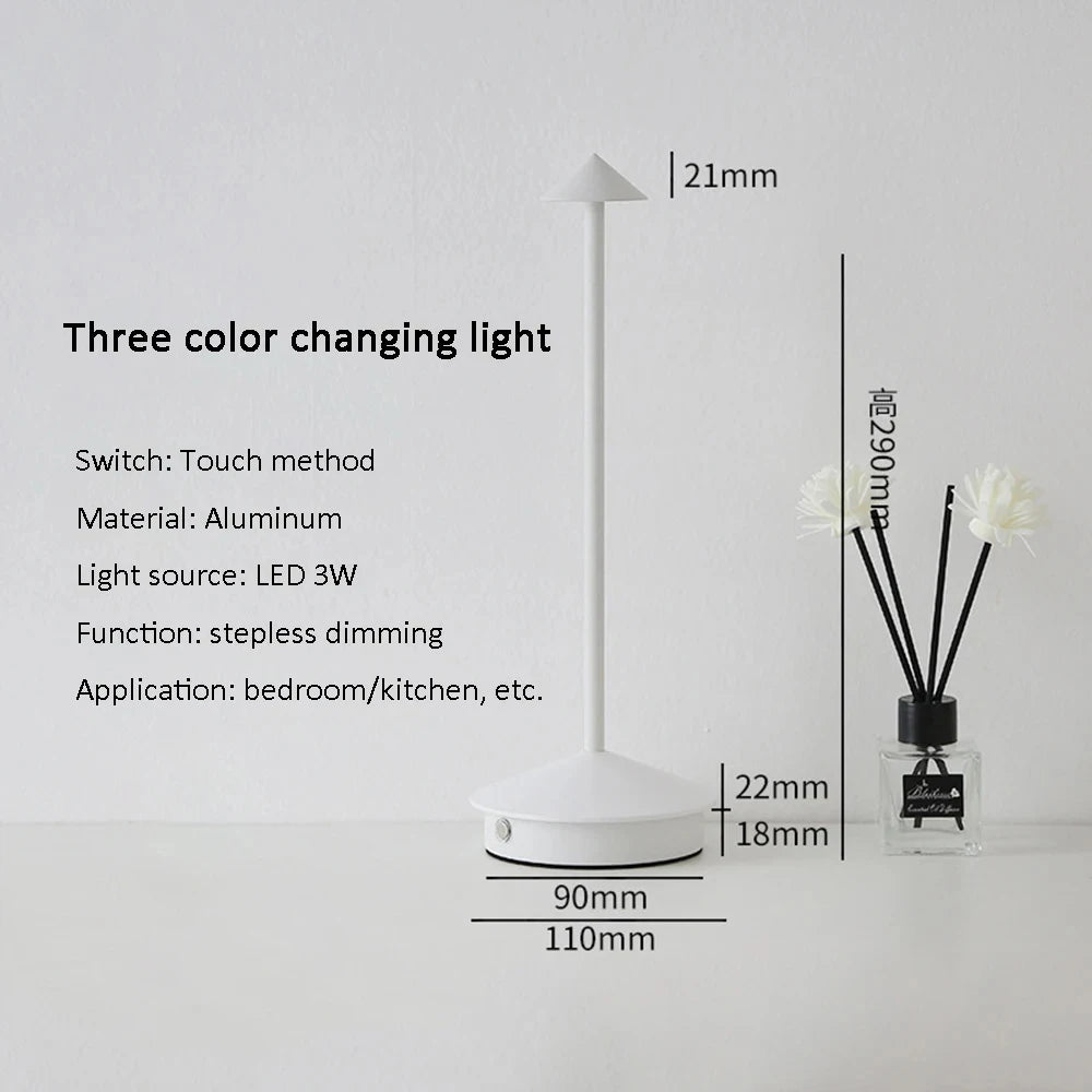 Rechargeable LED Table Lamp With Touch Dimming