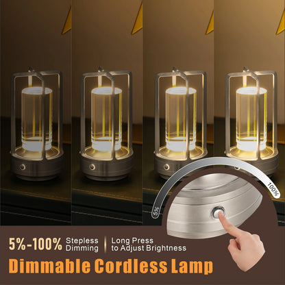 Cordless LED Table Lamp Night Light With Touch Dimming