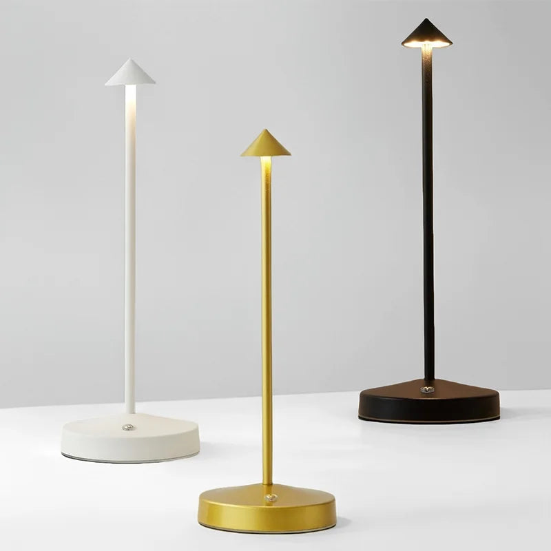 LED Touch Metal Desk Lamp 3-Color Dimmable Cordless
