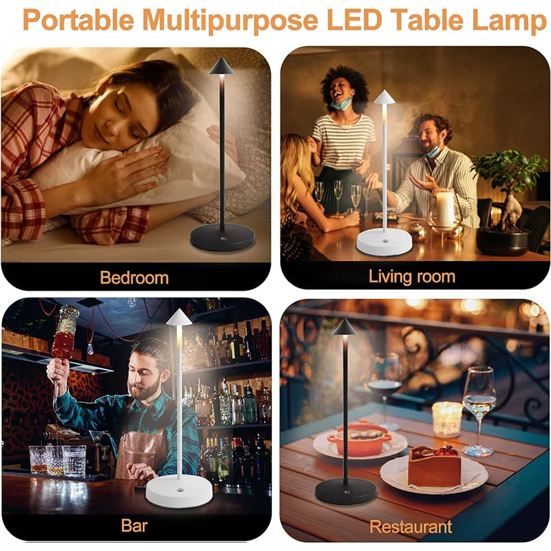 LED Touch Metal Desk Lamp 3-Color Dimmable Cordless