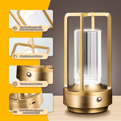 Cordless LED Table Lamp Night Light With Touch Dimming